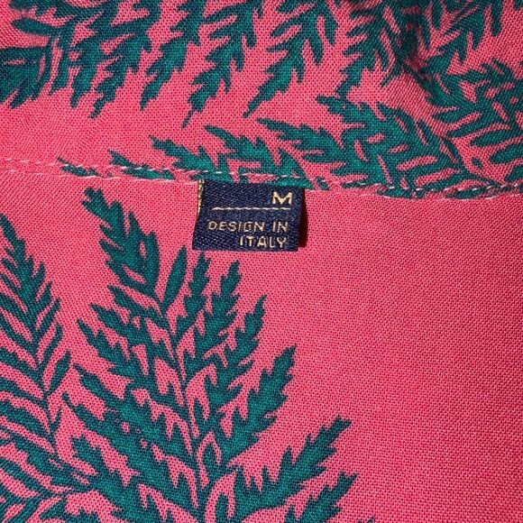 Design In Italy Hawaiian Shirt Medium/Pink/Fern/Tropical/Vacation /Tiki/Beach - Picture 3 of 3